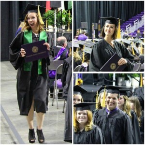 A few candid snapshots from the College of Agriculture graduation ceremony. Pictured: Nicole Lane (left), Jordan Pieschl (upper right), Sarah Harris and Daniel Martin (bottom right).