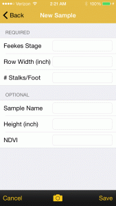 Sample page from Wheat Yield Calculator app.