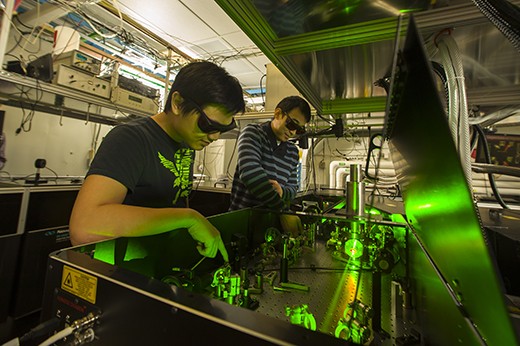 Researchers at Kansas State University's James R. Macdonald Laboratory study ion-atom collisions. 