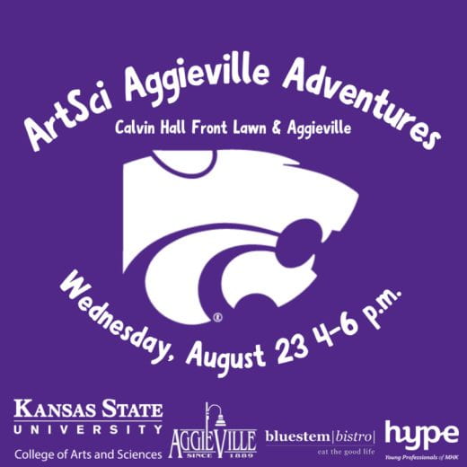 graphic with info about the ArtSci Aggieville Adventure Aug 23 2023