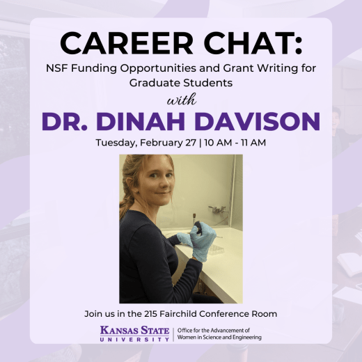 graphic with info about Career Chat and photo of Dinah Davison
