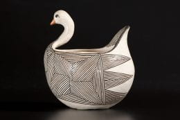 "Duck effigy bowl" by Rose Chino Garcia is early 20th-century earthenware with pigment and a part of the new Beach Museum of Art virtual exhibition, "Two by Two: Animal Pairs."