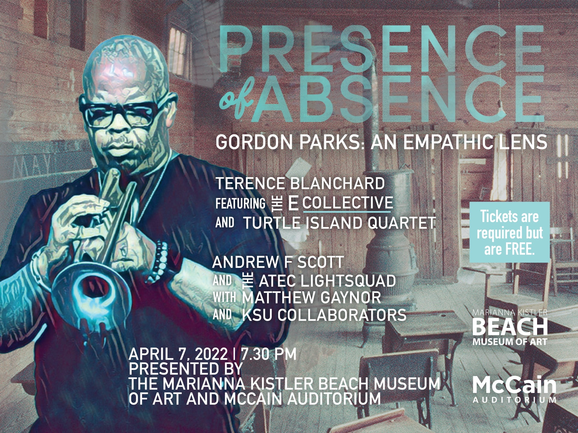 "Presence of Absence: Gordon Parks Through an Empathic Lens" - Terence Blanchard and the E-collective in concert at K-State McCain Auditorium on April 7, 2022, 7:30 PM