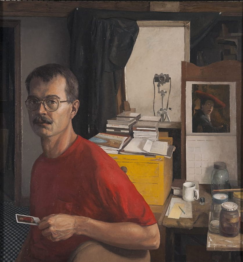 Douglas L. Osa, "The Próvacateur," 1997 – 1999, oil on linen, 32 x 30 in. Friends of the Beach Museum of Art purchase, 2000.2