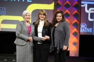 Dean Debbie Mercer and Amanda Morales are presented with a prestigious diversity award from AACTE.
