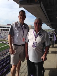 Dave Hartman with his grandfather at a K-State football game.