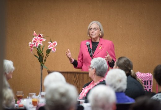 Peggy Johnson speaking at 2017 Pink Power Luncheon