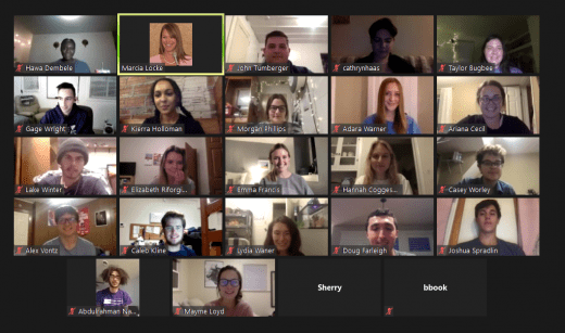 Screenshot of Zoom meeting with student awardees