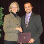 Benton McGivern receiving undergraduate Cancer Research Award
