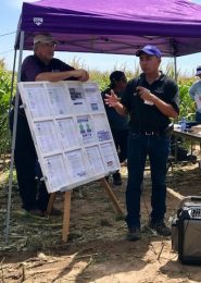 Jonathan Aguilar addresses farmers at tech farm field day