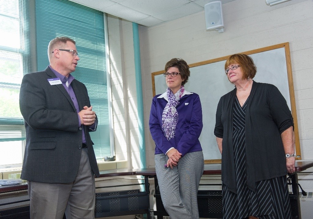 Dean Peter Dorhout, Sheila Walker and Sandy Chastan at the dedication ceremony. 