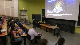 Area high school students had front row seats to listen to Nobel prize winner John Mather's lecture on JWST