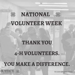 National Volunteer Week. Thank you to our 4-H Volunteers. You make a difference.